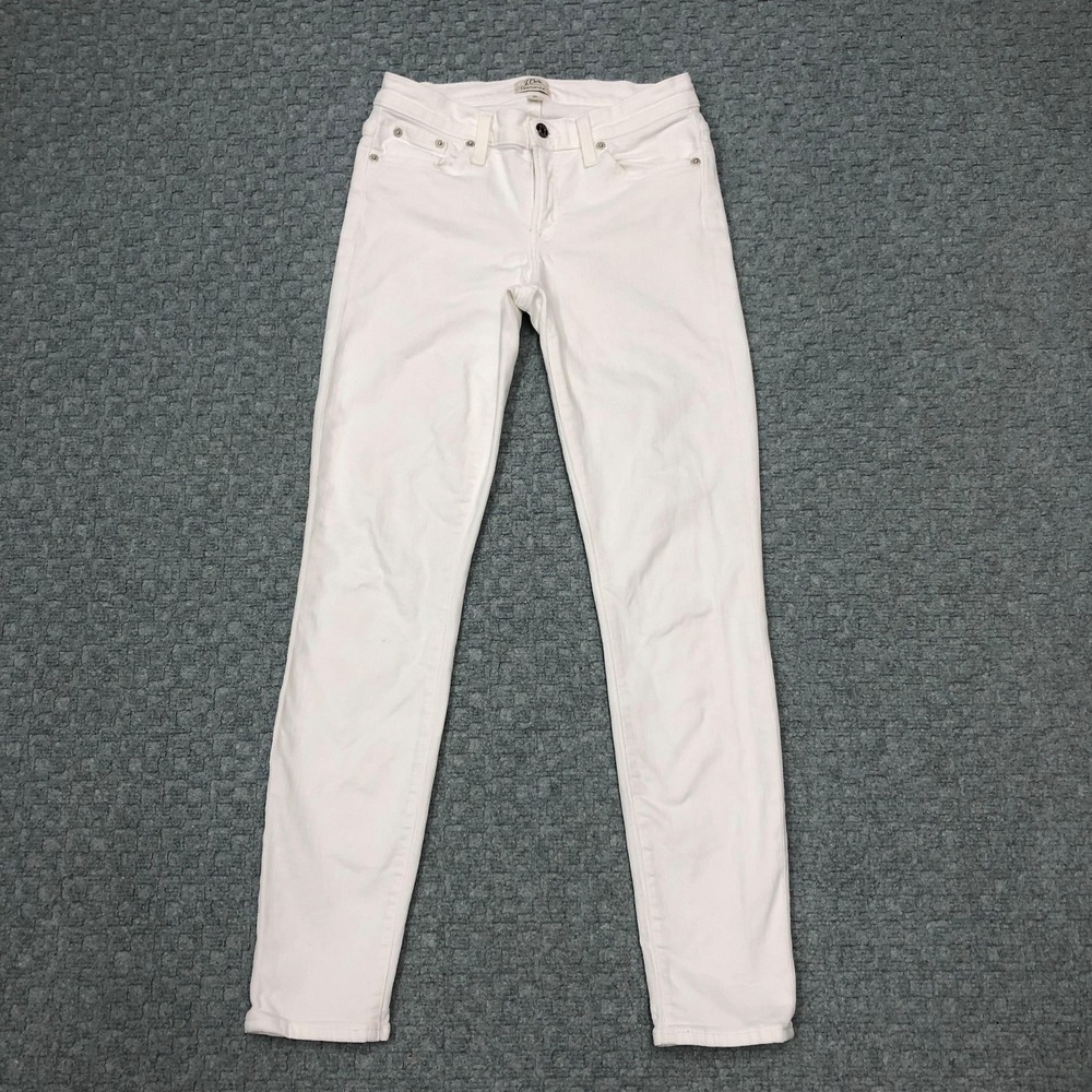 J Crew Toothpick Jeans Womens 26 White Mid Rise Skinny Stretch Denim Pants Norm